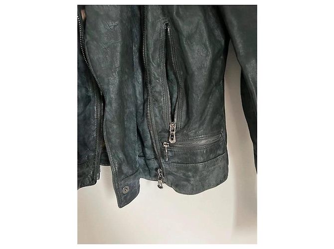 Dolce & Gabbana Bikerjacke aus Lammleder Dunkelgrün - Ansicht 6