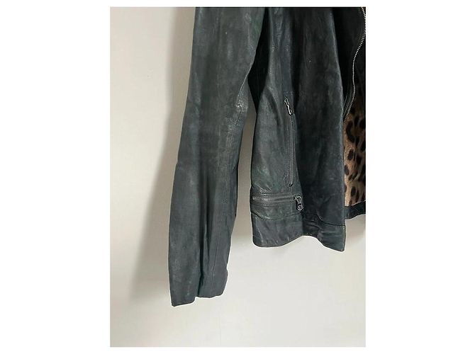 Dolce & Gabbana Bikerjacke aus Lammleder Dunkelgrün - Ansicht 7