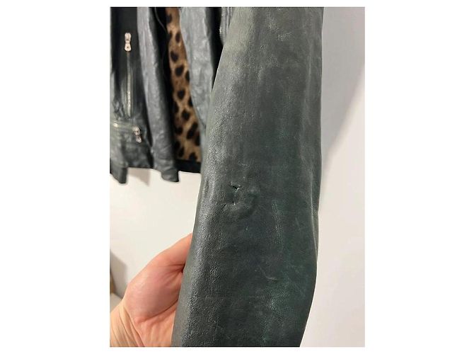 Dolce & Gabbana Bikerjacke aus Lammleder Dunkelgrün - Ansicht 9
