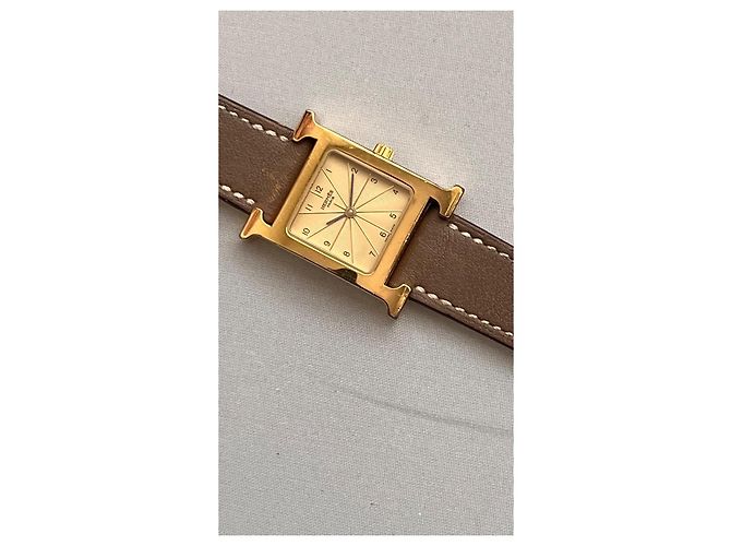 Hermès Heure H PM Uhr vergoldet Golden - Ansicht 2