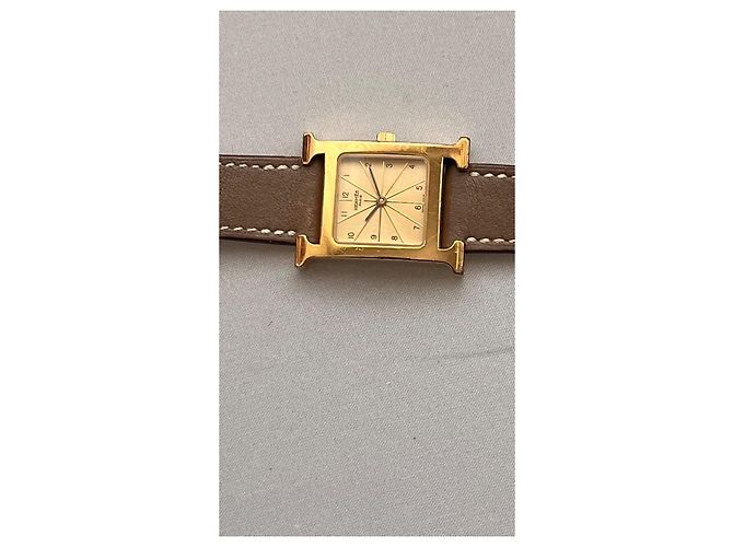 Hermès Heure H PM Uhr vergoldet Golden - Ansicht 3