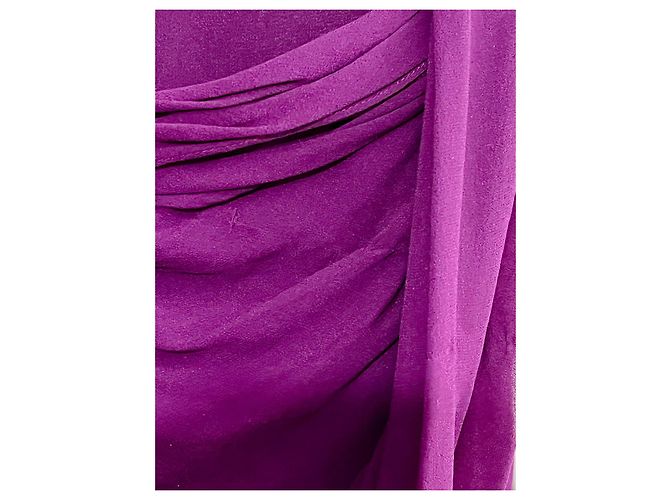 Marchesa Vestido de seda púrpura con drapeado - vista 4