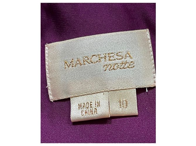 Marchesa Vestido de seda púrpura con drapeado - vista 7