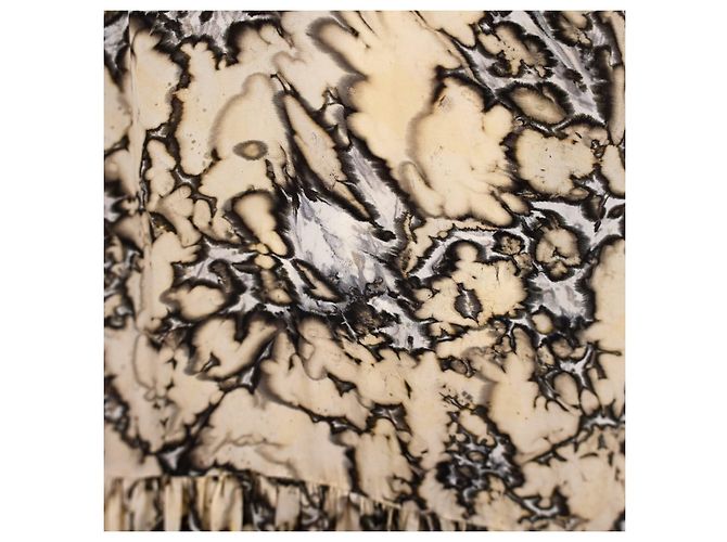 Autre Marque Midi-Kleid aus Seide und Modal mit Batikmuster in Beige und Schwarz Größe S - Ansicht 10