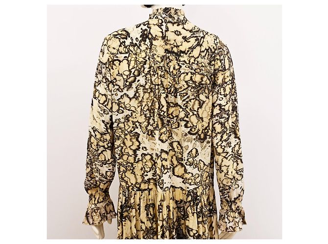 Autre Marque Midi-Kleid aus Seide und Modal mit Batikmuster in Beige und Schwarz Größe S - Ansicht 9