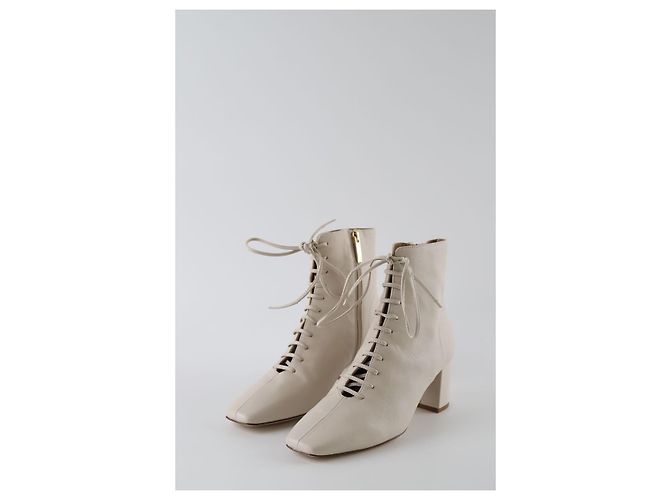 Lk Bennett Botas de couro bege com cadarço - vista 3