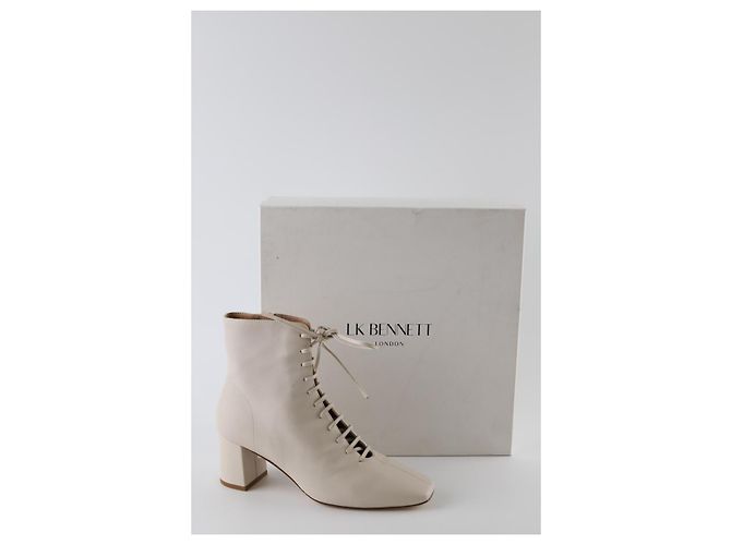 Lk Bennett Botas de couro bege com cadarço - vista 7