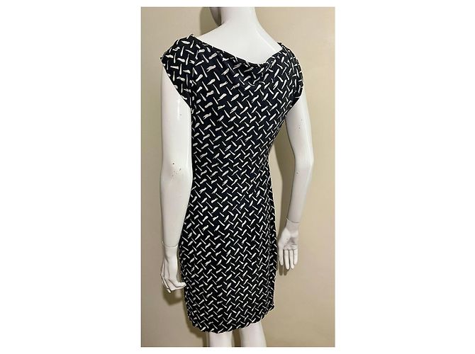 Diane Von Furstenberg Vestido de jersey de seda DvF Gabi Blanco Gris antracita - vista 2