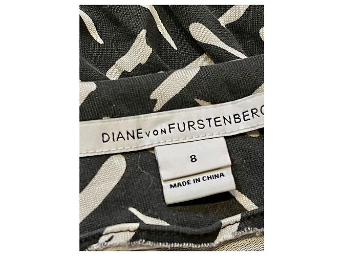 Diane Von Furstenberg Vestido de jersey de seda DvF Gabi Blanco Gris antracita - vista 3