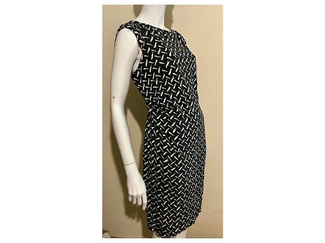 Diane Von Furstenberg Vestido de jersey de seda DvF Gabi Blanco Gris antracita - vista 5