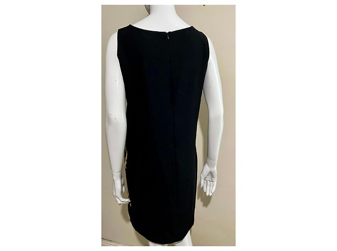 Moschino Cheap And Chic Schwarzes Shiftkleid mit Tierdruckeinsätzen Mehrfarben - Ansicht 3