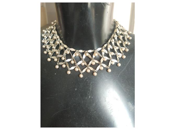 Christian Dior Collana in metallo bianco con perle Silver hardware - vista 2