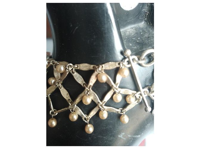 Christian Dior Collana in metallo bianco con perle Silver hardware - vista 3
