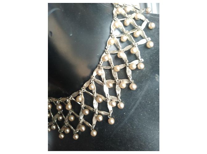 Christian Dior Collana in metallo bianco con perle Silver hardware - vista 4