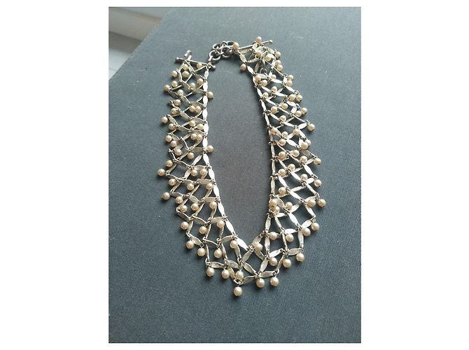 Christian Dior Collana in metallo bianco con perle Silver hardware - vista 6