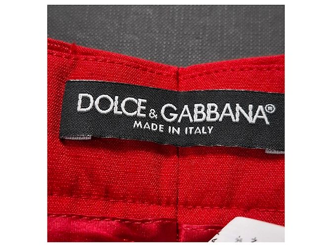 Pantalones rectos Dolce & Gabbana en algodón rojo Roja - vista 3