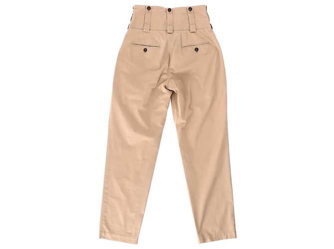 Pantalones de tiro alto con doble cinturón Dolce & Gabbana en algodón marrón Castaño Roja - vista 2