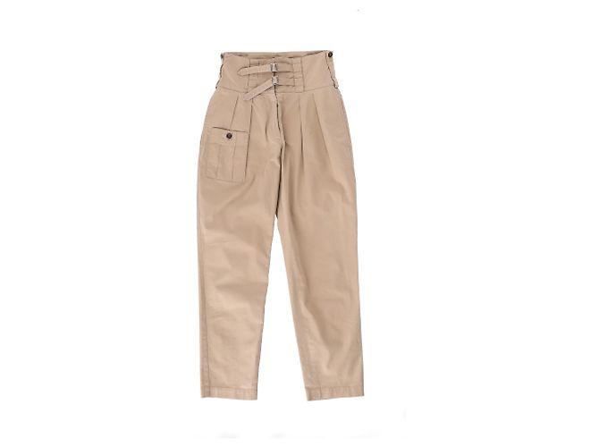 Pantalones de tiro alto con doble cinturón Dolce & Gabbana en algodón marrón Castaño Roja - vista 5