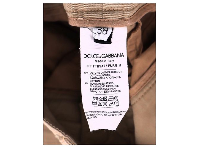 Pantalones de tiro alto con doble cinturón Dolce & Gabbana en algodón marrón Castaño Roja - vista 8