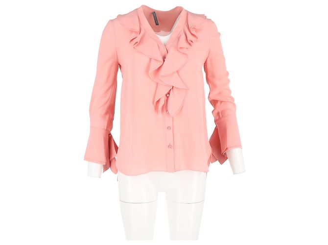 Rüschenshirt von Alexander McQueen aus rosa Polyester Braun Pink - Ansicht 4