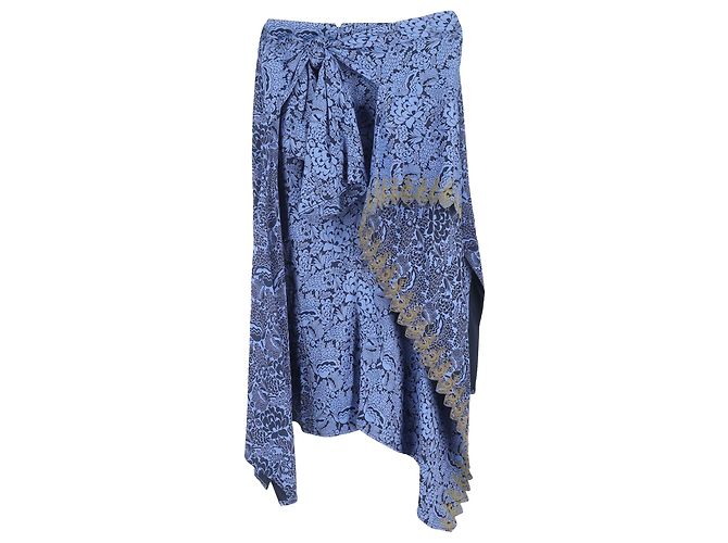 Chloé Falda asimétrica floral Chloe en viscosa azul - vista 2