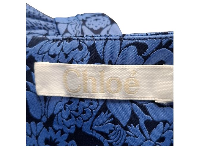 Chloé Falda asimétrica floral Chloe en viscosa azul - vista 3