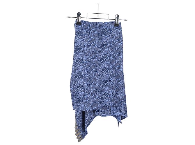 Chloé Falda asimétrica floral Chloe en viscosa azul - vista 4