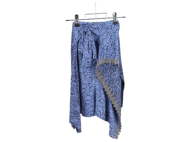 Chloé Falda asimétrica floral Chloe en viscosa azul - vista 5