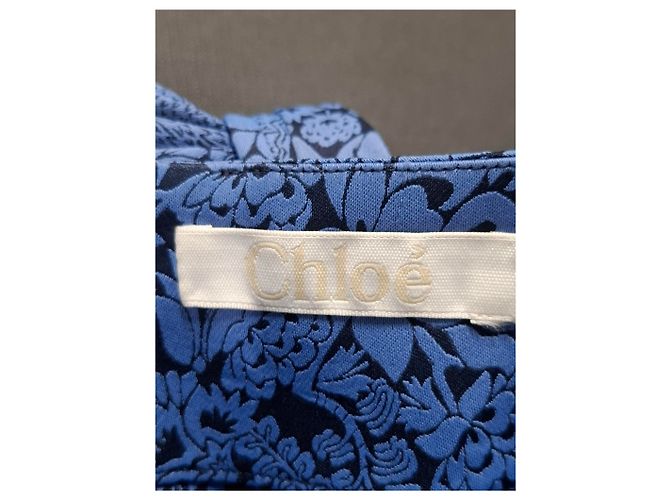 Chloé Falda asimétrica floral Chloe en viscosa azul - vista 6