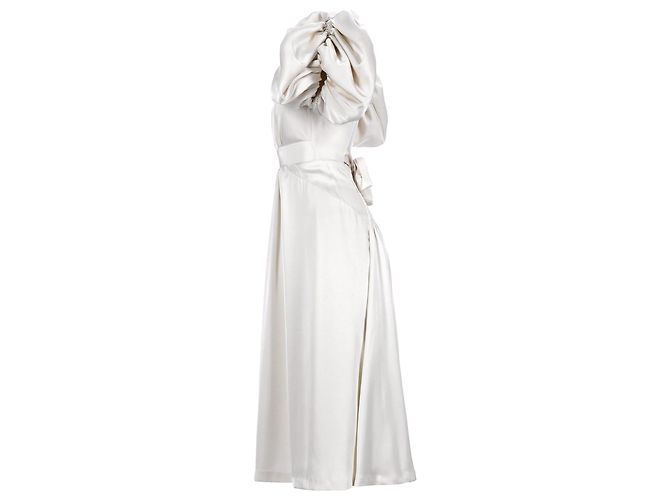 Rotate Vestido midi de mangas abullonadas Noon Puffy de Birger Christensen en poliéster blanco Crudo - vista 2