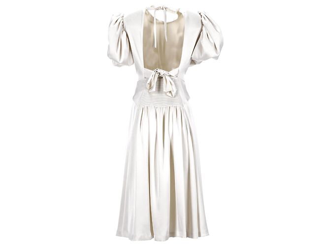Rotate Vestido midi de mangas abullonadas Noon Puffy de Birger Christensen en poliéster blanco Crudo - vista 3