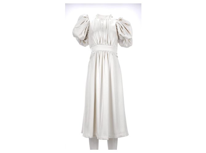 Rotate Vestido midi de mangas abullonadas Noon Puffy de Birger Christensen en poliéster blanco Crudo - vista 6