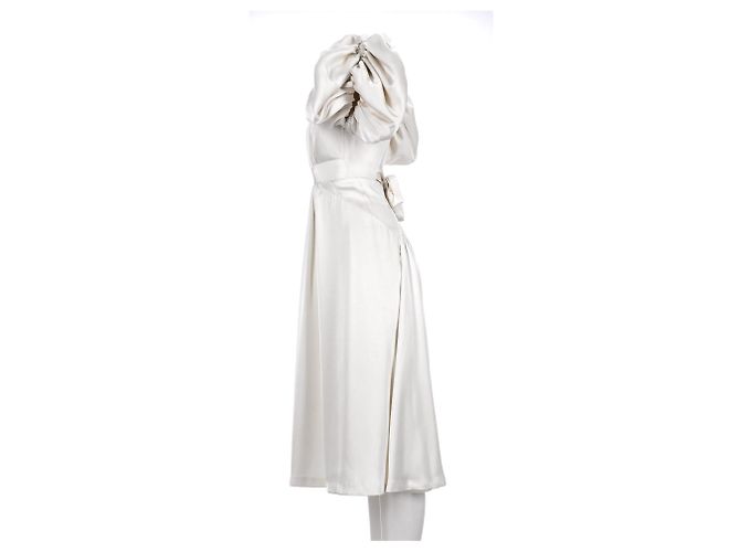 Rotate Vestido midi de mangas abullonadas Noon Puffy de Birger Christensen en poliéster blanco Crudo - vista 7
