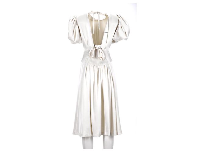 Rotate Vestido midi de mangas abullonadas Noon Puffy de Birger Christensen en poliéster blanco Crudo - vista 8