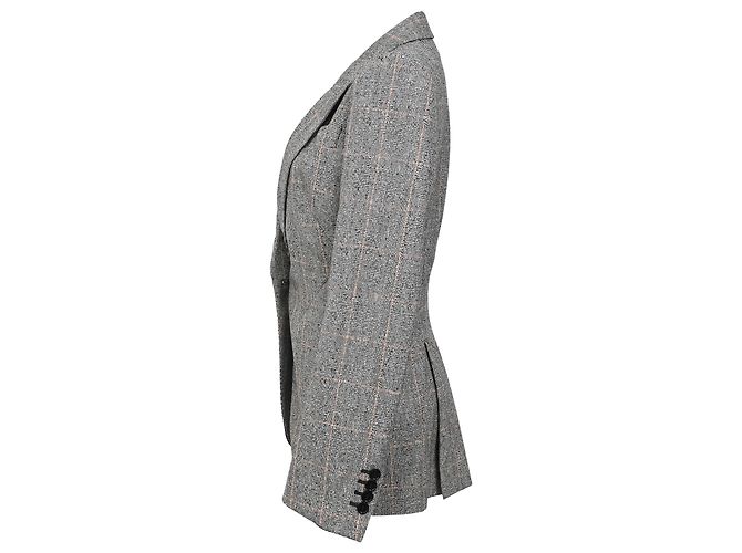 Blazer in lana grigia a motivo check di Alexander McQueen - vista 2