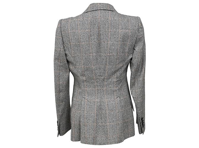 Blazer in lana grigia a motivo check di Alexander McQueen - vista 3