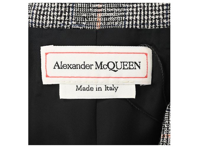 Blazer in lana grigia a motivo check di Alexander McQueen - vista 4