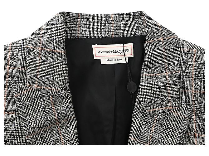 Blazer in lana grigia a motivo check di Alexander McQueen - vista 5