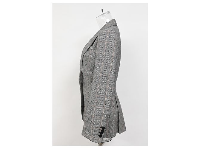Blazer in lana grigia a motivo check di Alexander McQueen - vista 7