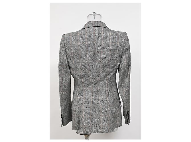 Blazer in lana grigia a motivo check di Alexander McQueen - vista 8