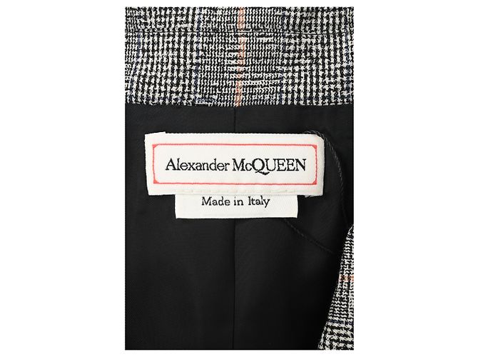 Blazer in lana grigia a motivo check di Alexander McQueen - vista 9