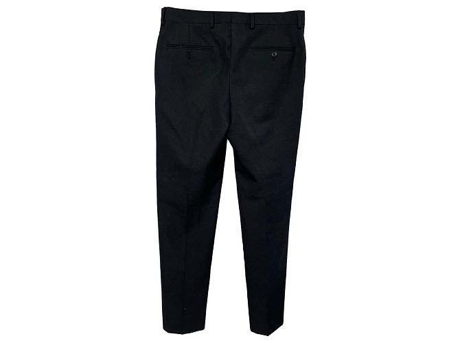 Pantaloni dritti Saint Laurent in lana nera Nero - vista 2