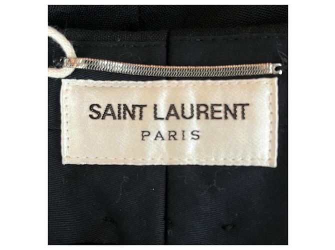 Pantaloni dritti Saint Laurent in lana nera Nero - vista 3