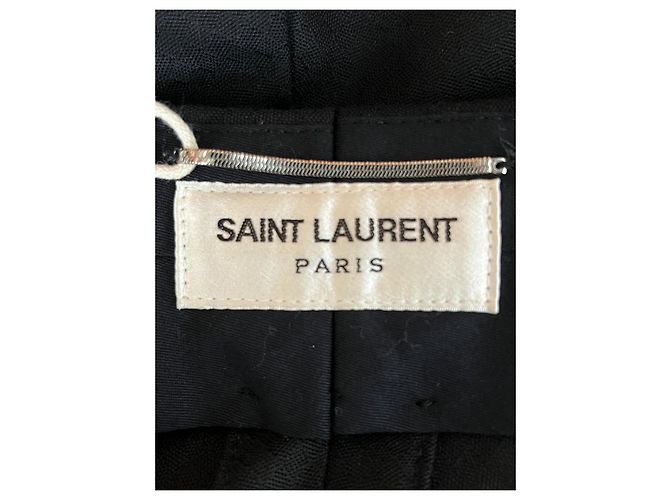 Pantaloni dritti Saint Laurent in lana nera Nero - vista 7