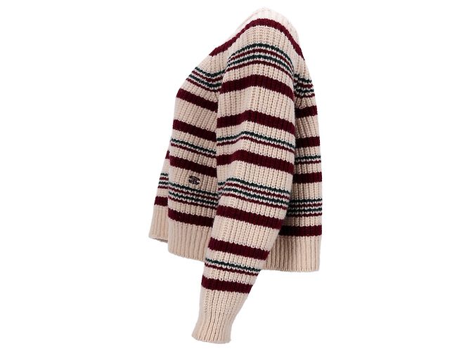 Céline Gestreifter Rundhals-Pullover Celine aus mehrfarbiger Wolle Mehrfarben - Ansicht 2