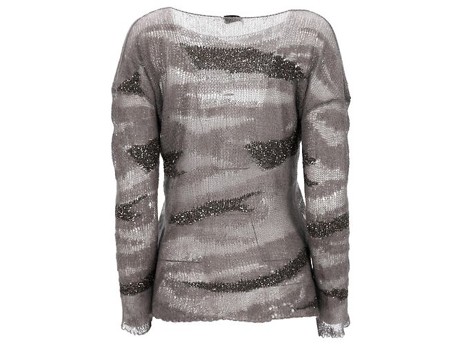 Grau gestrickter Pullover mit Camouflage-Muster von Saint Laurent - Ansicht 2