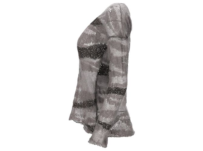 Grau gestrickter Pullover mit Camouflage-Muster von Saint Laurent - Ansicht 3