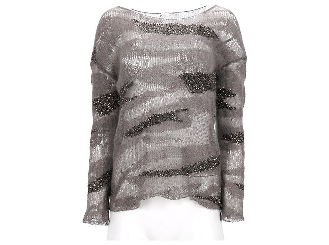 Grau gestrickter Pullover mit Camouflage-Muster von Saint Laurent - Ansicht 5