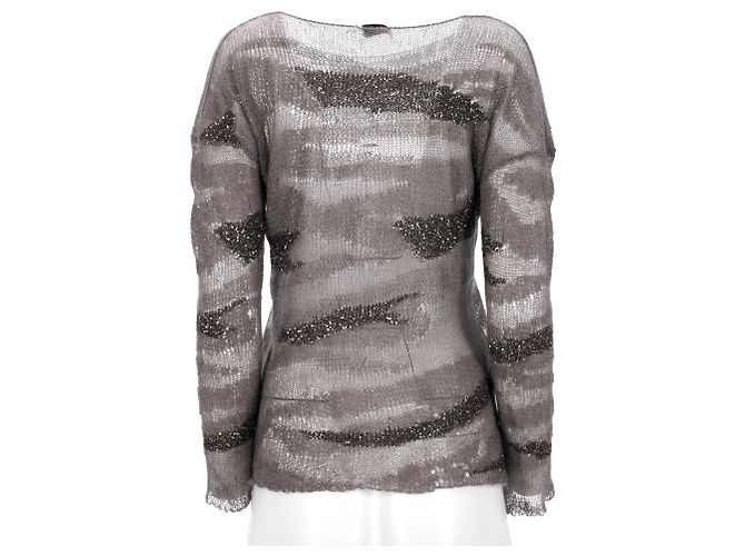 Grau gestrickter Pullover mit Camouflage-Muster von Saint Laurent - Ansicht 6