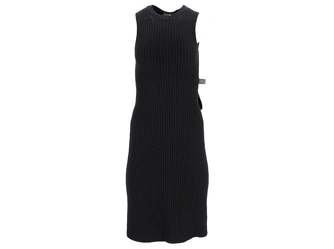 Vestido midi sin mangas de lana negra de Louis Vuitton Negro - vista 6